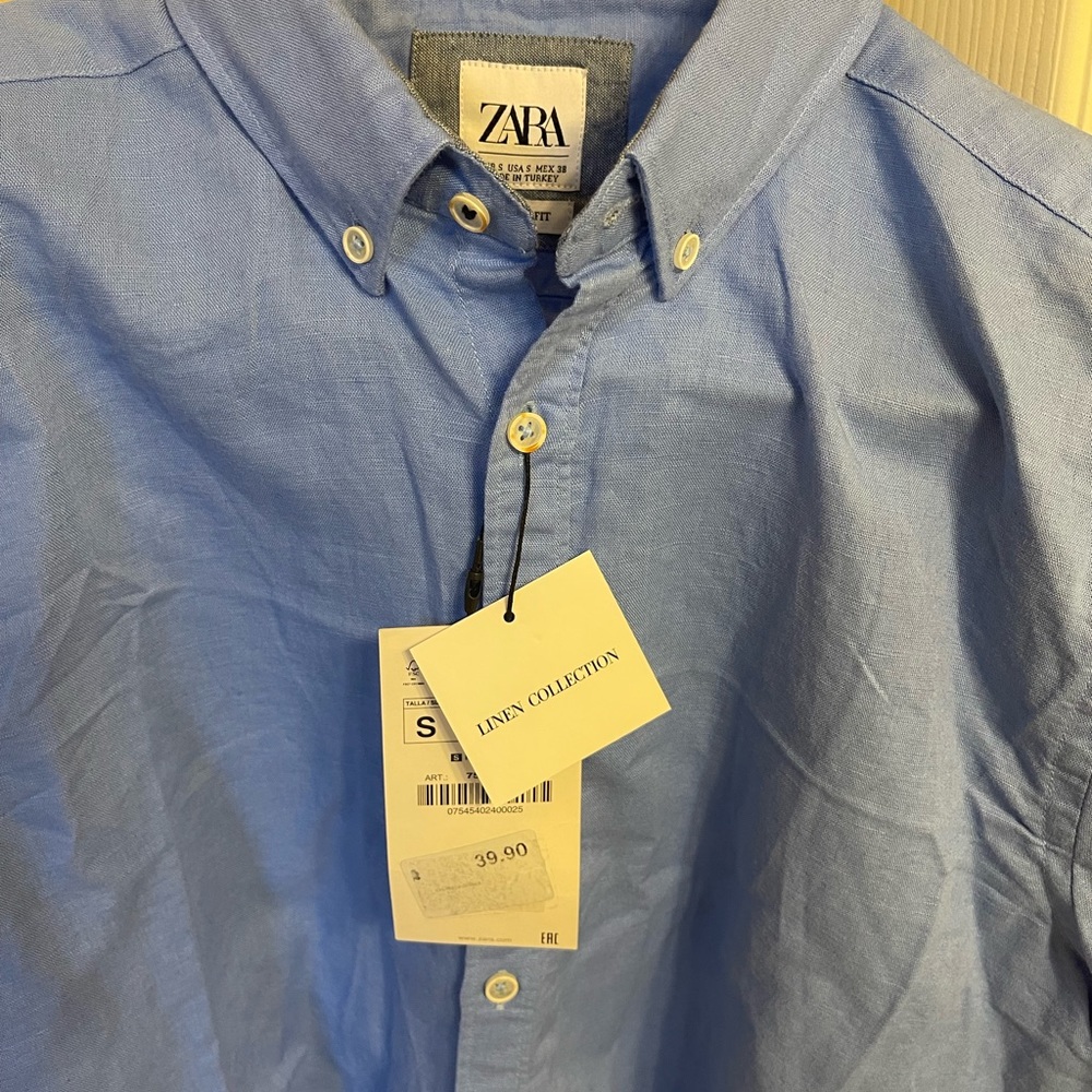 NWT Zara light blue cargo pocket shirt